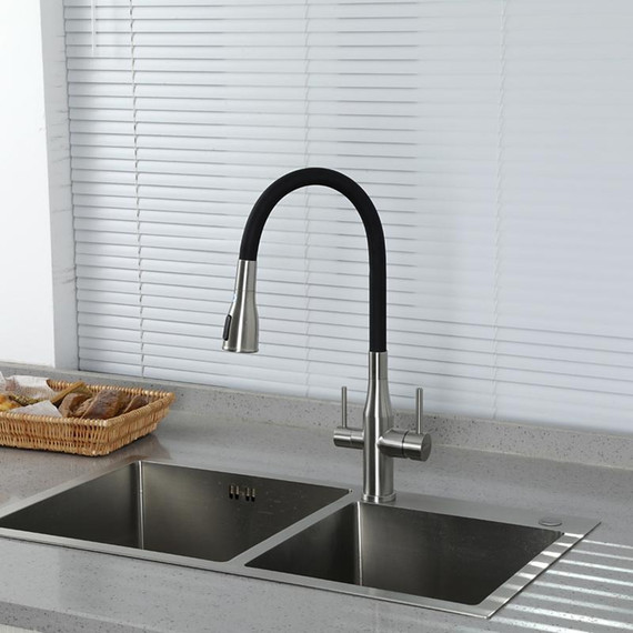 Смеситель для кухни Gappo G4399-65, сатин/черный - фото 2