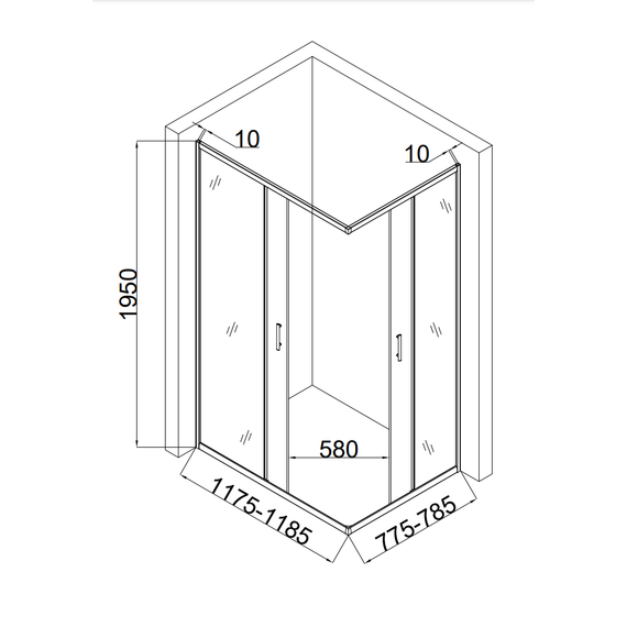 Душевое ограждение Taliente 120x80 см TA-08120-1CB, чёрный/прозрачное - фото 3