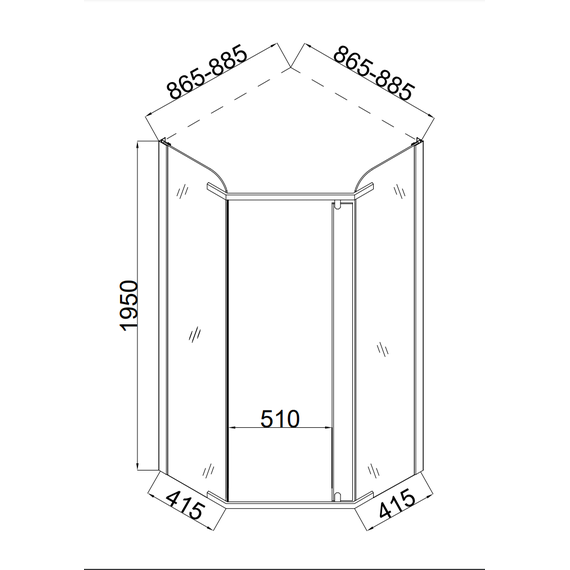 Душевое ограждение Taliente 90x90 см TA-09093-1MP, хром/матовое - фото 4