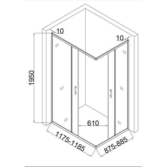 Душевое ограждение Taliente 120x90 см TA-09120-1CB, чёрный/прозрачное - фото 3