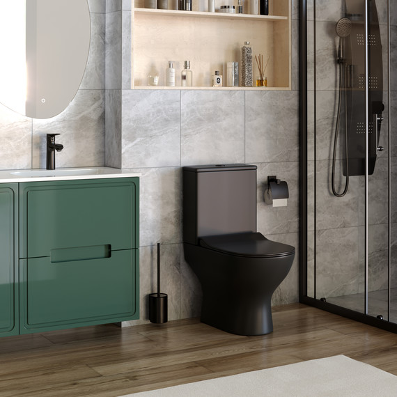 Унитаз-компакт безободковый Taliente Arte AR35045 Nero с крышкой микролифт, чёрный, Цвет производителя: чёрный - фото 5