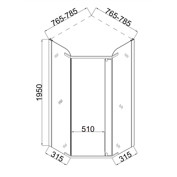 Душевое ограждение Taliente 80x80 см TA-08083-1CP, хром/прозрачное - фото 4