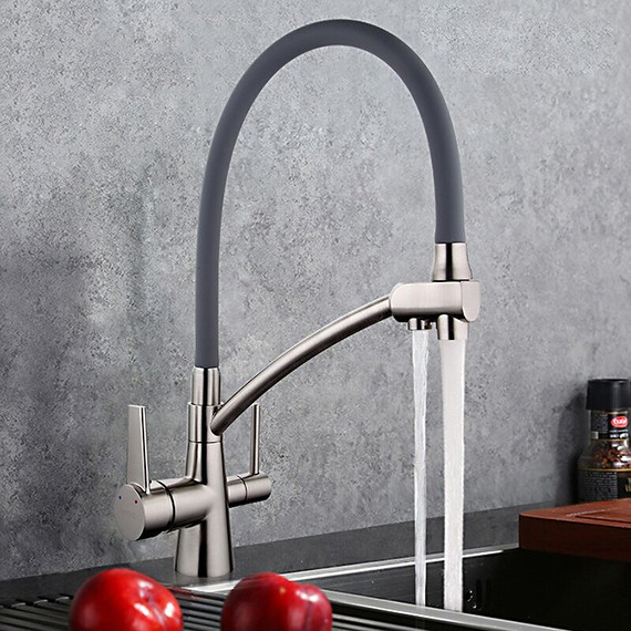 Смеситель для кухни Gappo G4398, серый/сатин - фото 9