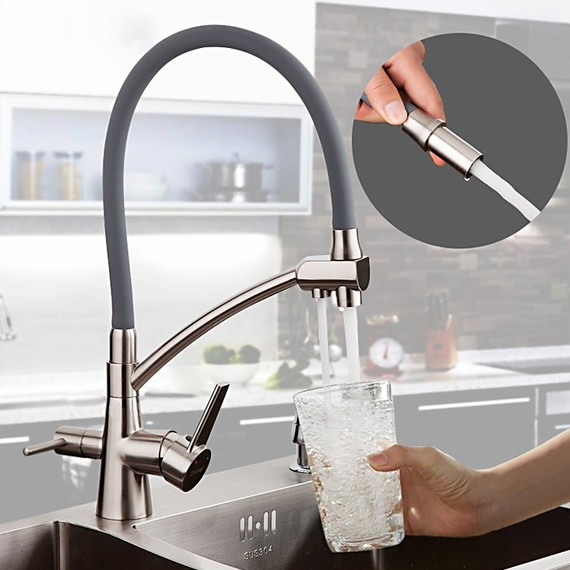 Смеситель для кухни Gappo G4398, серый/сатин - фото 10