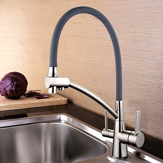 Смеситель для кухни Gappo G4398, серый/сатин - фото 2