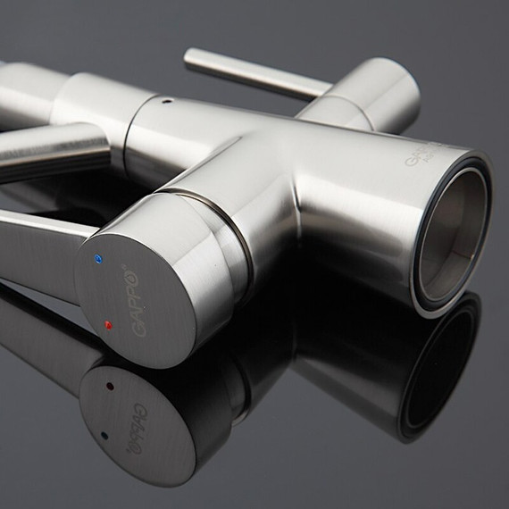 Смеситель для кухни Gappo G4398, серый/сатин - фото 6