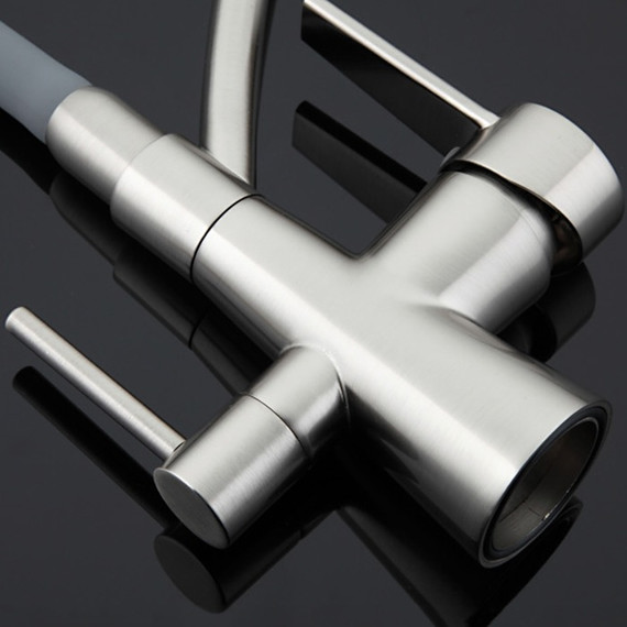 Смеситель для кухни Gappo G4398, серый/сатин - фото 8