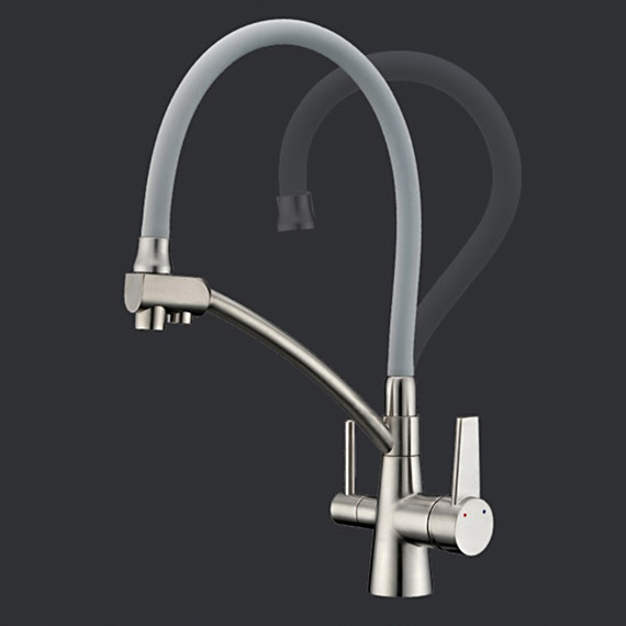 Смеситель для кухни Gappo G4398, серый/сатин - фото 3