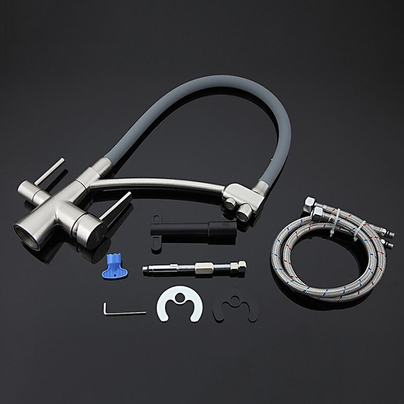 Смеситель для кухни Gappo G4398, серый/сатин - фото 11