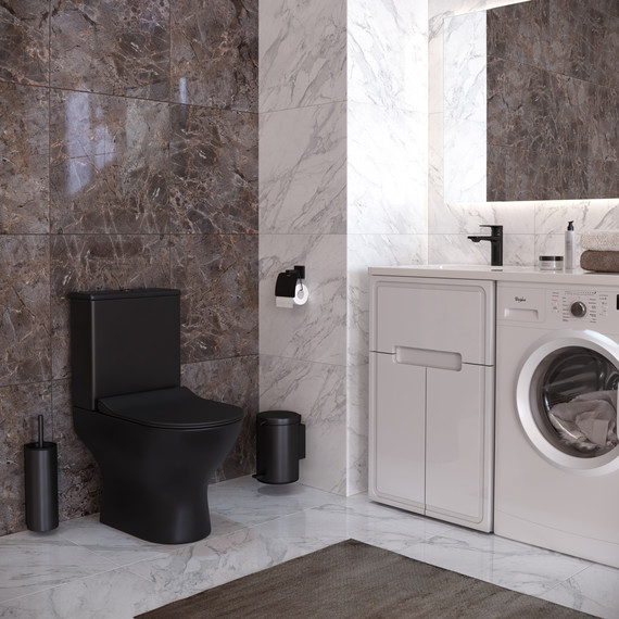 Унитаз-компакт безободковый Taliente Arte AR35045 Nero с крышкой микролифт, чёрный, Цвет производителя: чёрный - фото 4