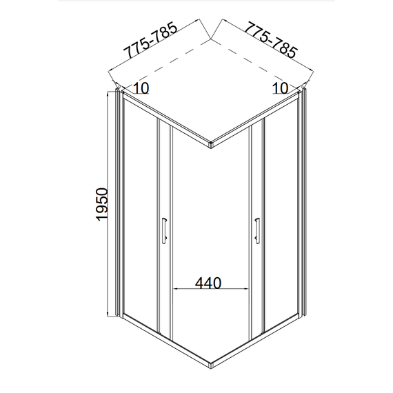 Душевое ограждение Taliente 80x80 см TA-08082-1CP, хром/прозрачное - фото 4