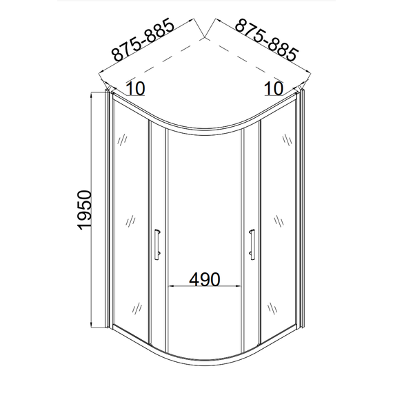 Душевое ограждение Taliente 90x90 см TA-09091-1MP, хром/рифленое - фото 4