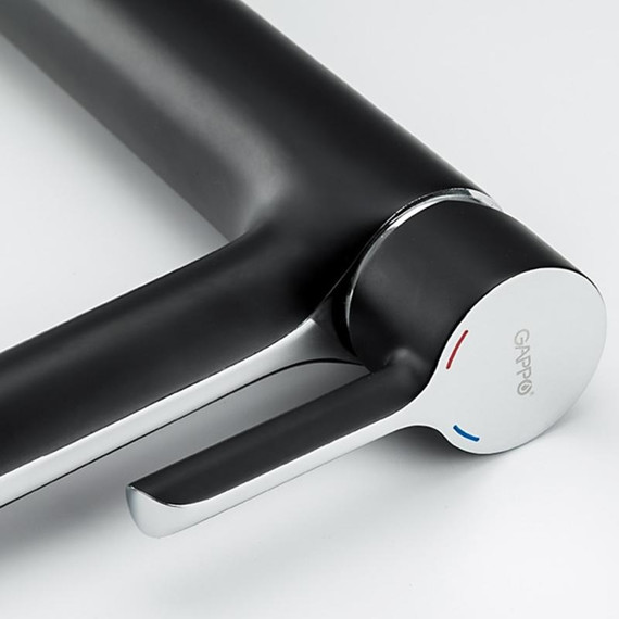 Смеситель для раковины высокий Gappo G1003-16, черный/хром - фото 7