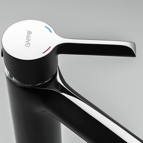 Смеситель для раковины высокий Gappo G1003-16, черный/хром - фото 8