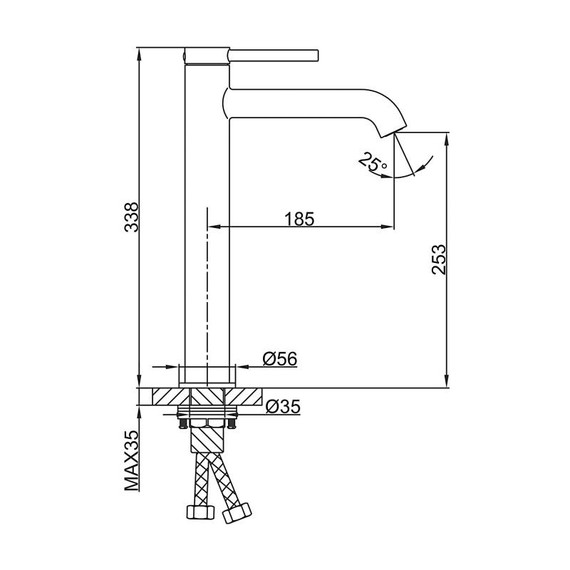 Смеситель для раковины высокий Gappo G06-3 G1006-23, золото сатин, Цвет производителя: золото сатин - фото 2