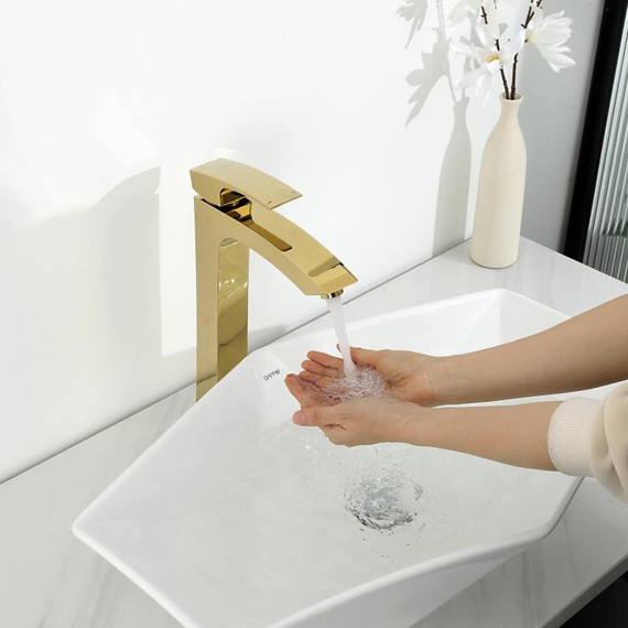 Смеситель для раковины высокий Gappo G1007-32, золото - фото 11