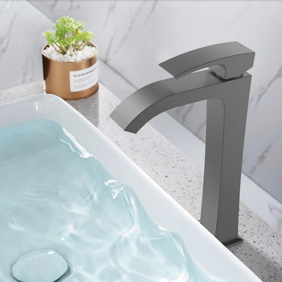 Смеситель для раковины высокий Gappo G1007-89, оружейная сталь - фото 3