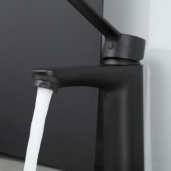Смеситель для раковины с локтевой (хирургической) ручкой Gappo G1021-6, черный, Цвет производителя: чёрный - фото 8