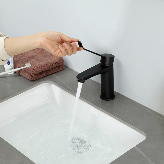 Смеситель для раковины с локтевой (хирургической) ручкой Gappo G1021-6, черный, Цвет производителя: чёрный - фото 9