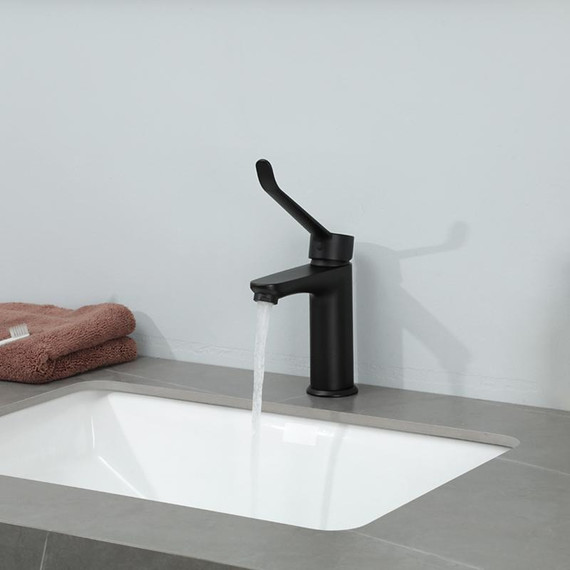 Смеситель для раковины с локтевой (хирургической) ручкой Gappo G1021-6, черный, Цвет производителя: чёрный - фото 11