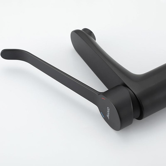 Смеситель для раковины с локтевой (хирургической) ручкой Gappo G1021-6, черный, Цвет производителя: чёрный - фото 20