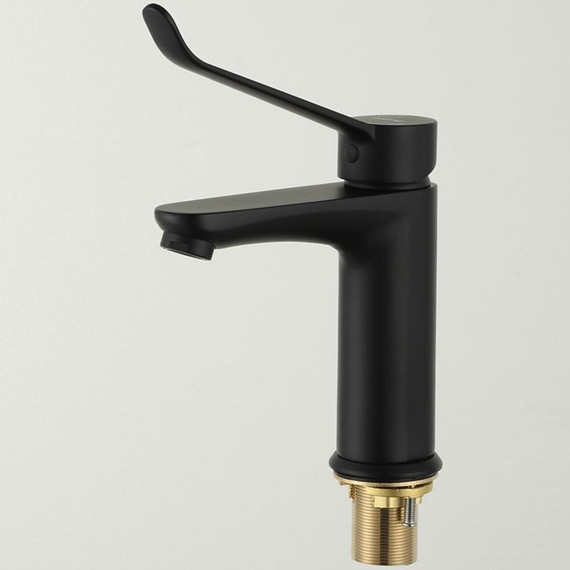 Смеситель для раковины с локтевой (хирургической) ручкой Gappo G1021-6, черный, Цвет производителя: чёрный - фото 14