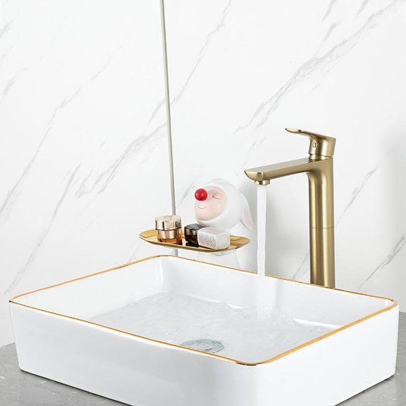 Смеситель для раковины высокий Gappo G48-3 G1048-32, золото сатин, Цвет производителя: золото сатин - фото 9