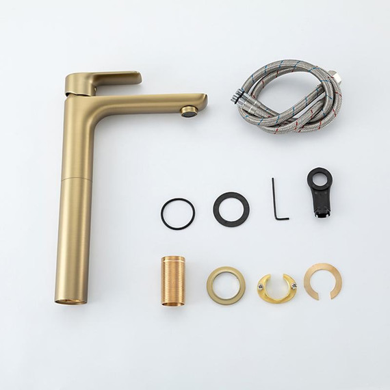 Смеситель для раковины высокий Gappo G48-3 G1048-32, золото сатин, Цвет производителя: золото сатин - фото 24