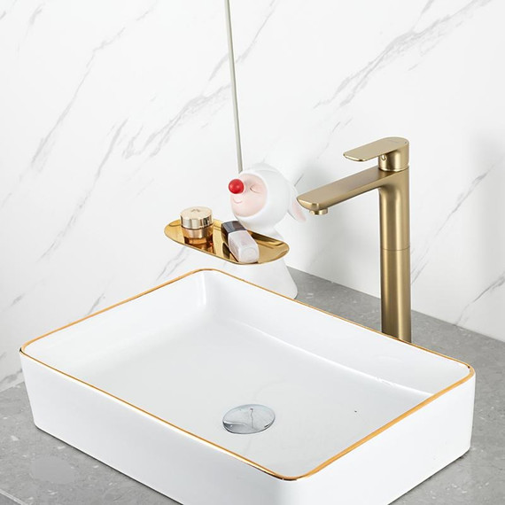 Смеситель для раковины высокий Gappo G48-3 G1048-32, золото сатин, Цвет производителя: золото сатин - фото 4