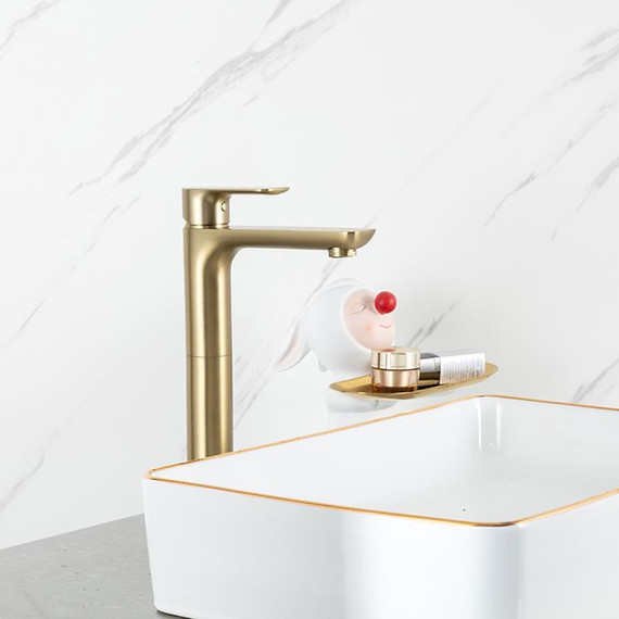 Смеситель для раковины высокий Gappo G48-3 G1048-32, золото сатин, Цвет производителя: золото сатин - фото 5