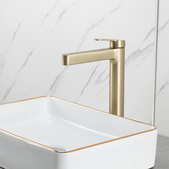 Смеситель для раковины высокий Gappo G99-33 G1099-83, золото сатин, Цвет производителя: золото сатин - фото 2