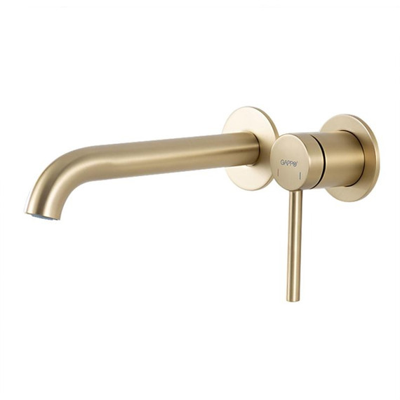 Смеситель для раковины настенный Gappo G06-3 G1206-3, золото сатин, Цвет производителя: золото сатин - фото 
