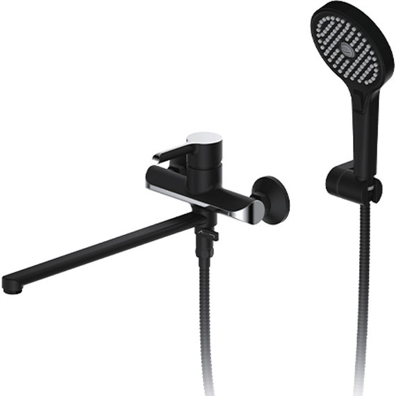 Смеситель для ванны с душевым гарнитуром Gappo G2203-6, черный/хром - фото 