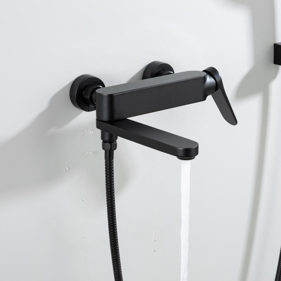 Смеситель для ванны с выдвижным изливом Gappo G10-6 G3210-6, чёрный, Цвет производителя: чёрный - фото 5