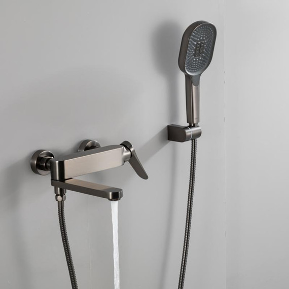 Смеситель для ванны с выдвижным изливом Gappo G10-9 G3210-9, оружейная сталь, Цвет производителя: оружейная сталь - фото 3