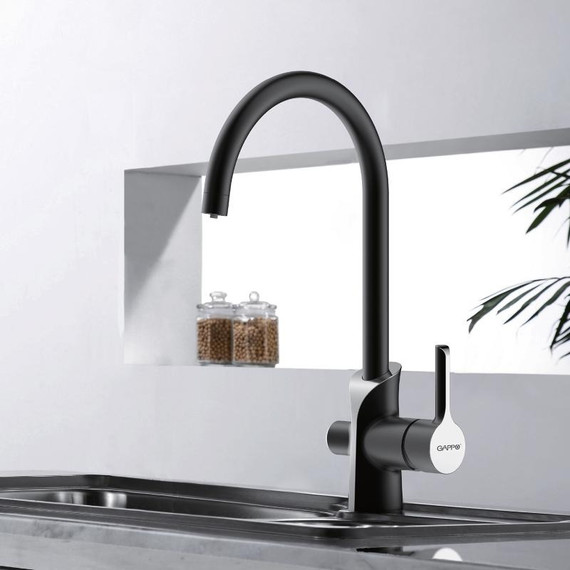 Смеситель для кухни Gappo G4303-6, черный/хром - фото 2
