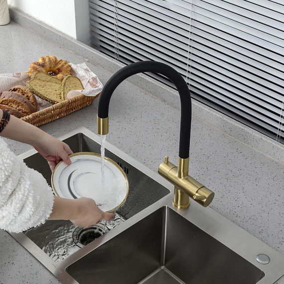 Смеситель для кухни Gappo G4398-33, золото/черный - фото 17