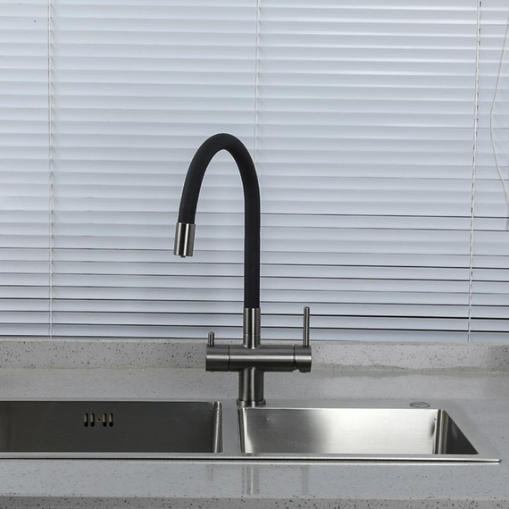 Смеситель для кухни Gappo G4398-39, оружейная сталь/чёрный - фото 3