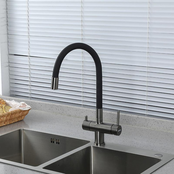 Смеситель для кухни Gappo G4398-39, оружейная сталь/чёрный - фото 4