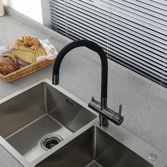 Смеситель для кухни Gappo G4398-39, оружейная сталь/чёрный - фото 5