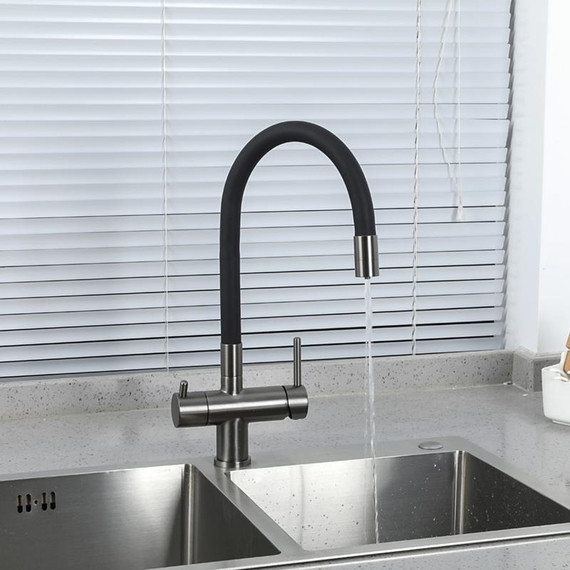 Смеситель для кухни Gappo G4398-39, оружейная сталь/чёрный - фото 7
