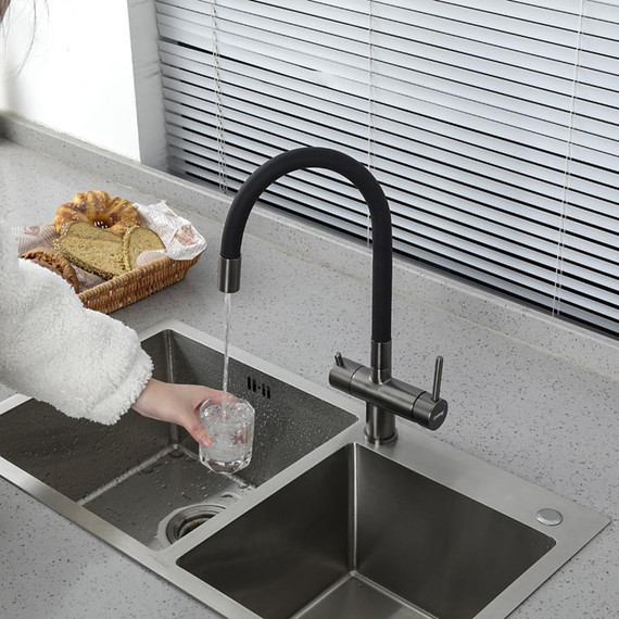 Смеситель для кухни Gappo G4398-39, оружейная сталь/чёрный - фото 10