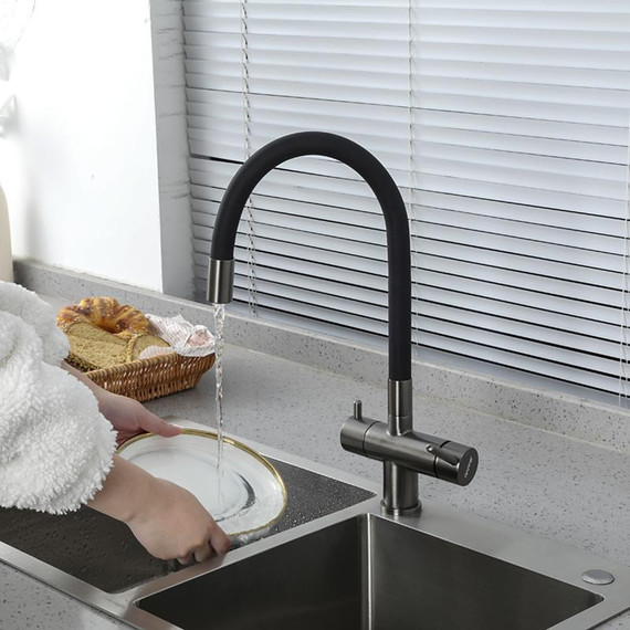 Смеситель для кухни Gappo G4398-39, оружейная сталь/чёрный - фото 15