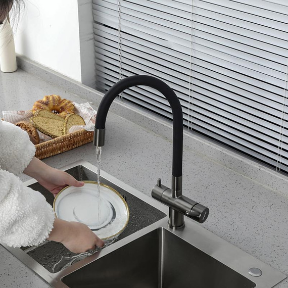 Смеситель для кухни Gappo G4398-39, оружейная сталь/чёрный - фото 16