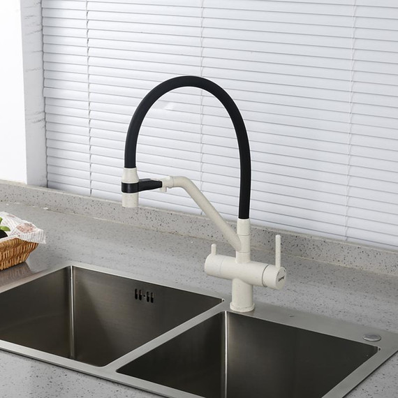 Смеситель для кухни Gappo G4398-81, белый/черный - фото 3