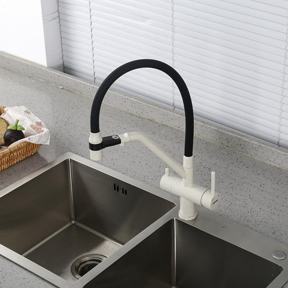 Смеситель для кухни Gappo G4398-81, белый/черный - фото 4