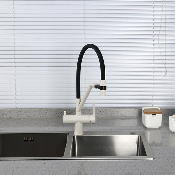 Смеситель для кухни Gappo G4398-81, белый/черный - фото 5