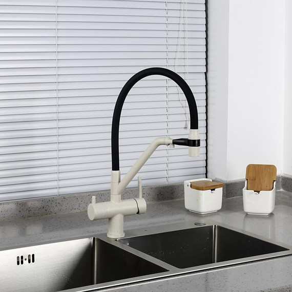 Смеситель для кухни Gappo G4398-81, белый/черный - фото 6