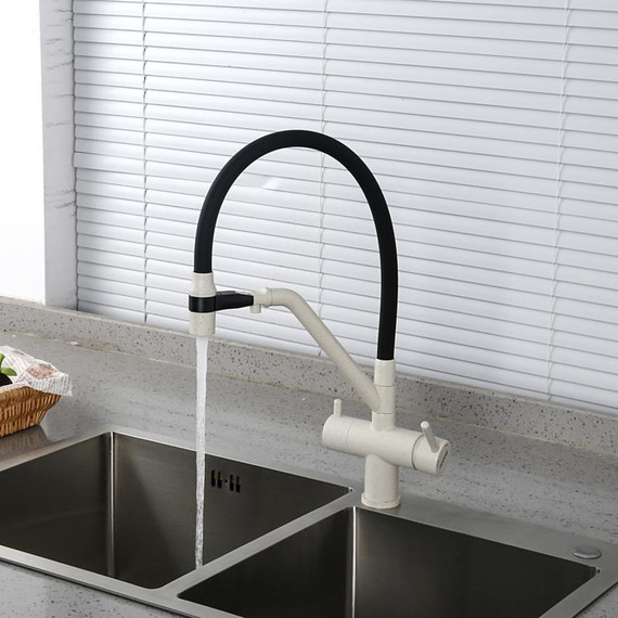 Смеситель для кухни Gappo G4398-81, белый/черный - фото 8