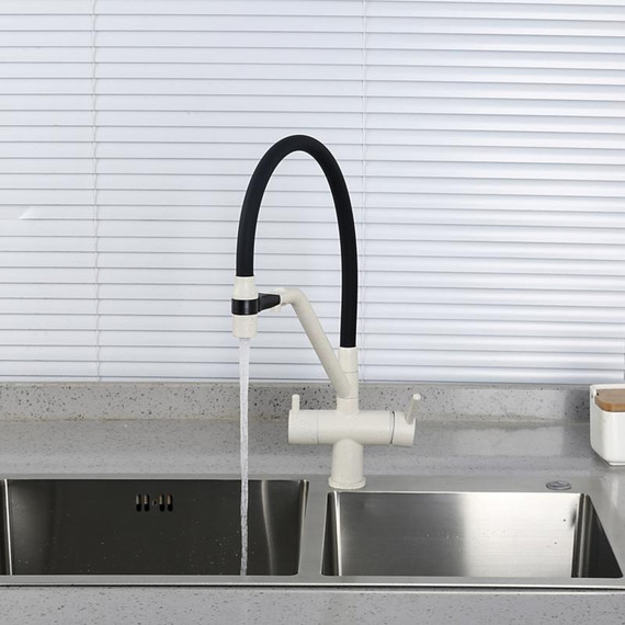 Смеситель для кухни Gappo G4398-81, белый/черный - фото 9